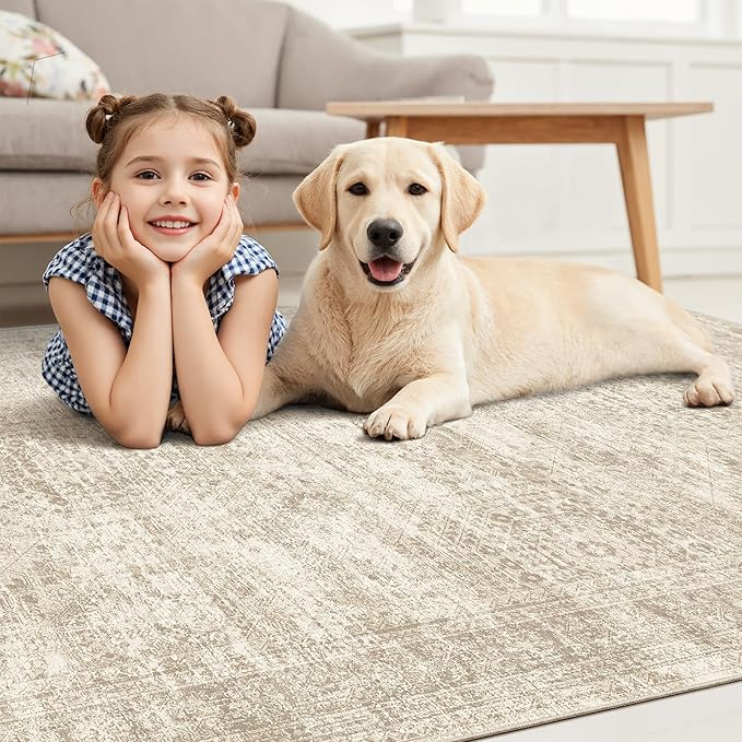 Area Rug 10x12 Vintage Washable Living Room Large Carpet Non Slip Bedroom - Image 3