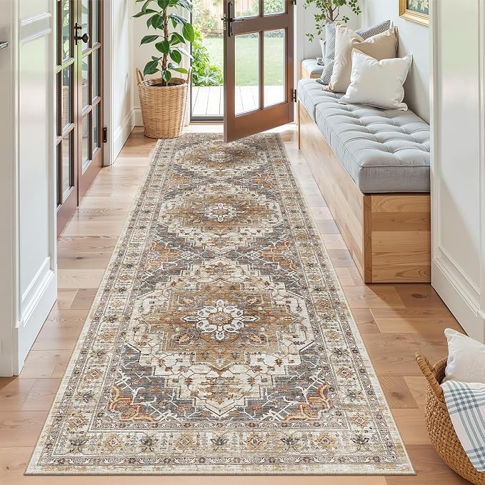 Madane Runner Rug 2'6''x8' Kitchen Runner, Hallway Runner Printed Vintage - Image 3