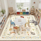 Cat 9x12 Area Rugs for Living Room, Machine Washable Animal Floral Vintage Rug - Image 4