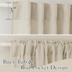 RYB HOME Linen Look Sheer Curtains 70 inch Wide, Privacy Light Filtering Panels - Image 2