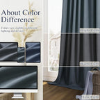 Guken Vintage Blue 100% Blackout Linen Curtains 72 Inch Length 2 Panels Set - Image 7