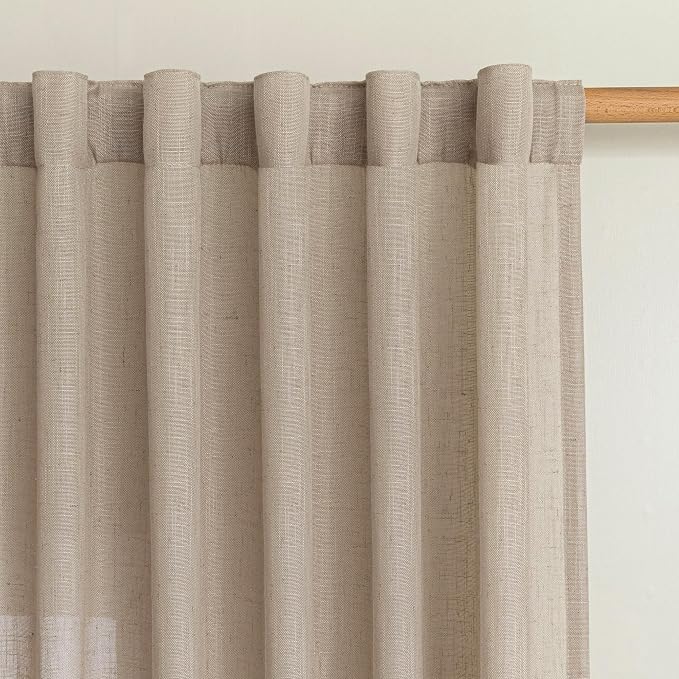 MYSKY HOME Taupe Sheer Curtains 63 inch Length Semi Sheer Curtains - Image 3