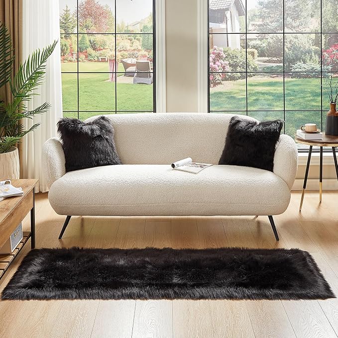 AMTOVO Faux Fur Rug, 2 x 6 ft Runner Area Rugs - Image 2