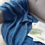 BOURINA Royal Blue Throw Blanket 60x80 Inches Throw Textured Solid Soft Sofa - Image 4