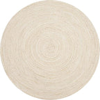 Hausattire Hand Woven Jute Braided Rug, 3’ Round – Off White, Reversible Boho by Hausattire