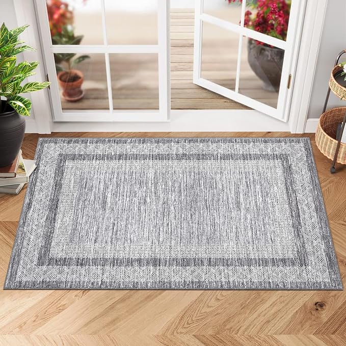 GarveeHome Modern Geometric Area Rug 2x3 Distressed Bordered Washable Non Slip by GarveeHome