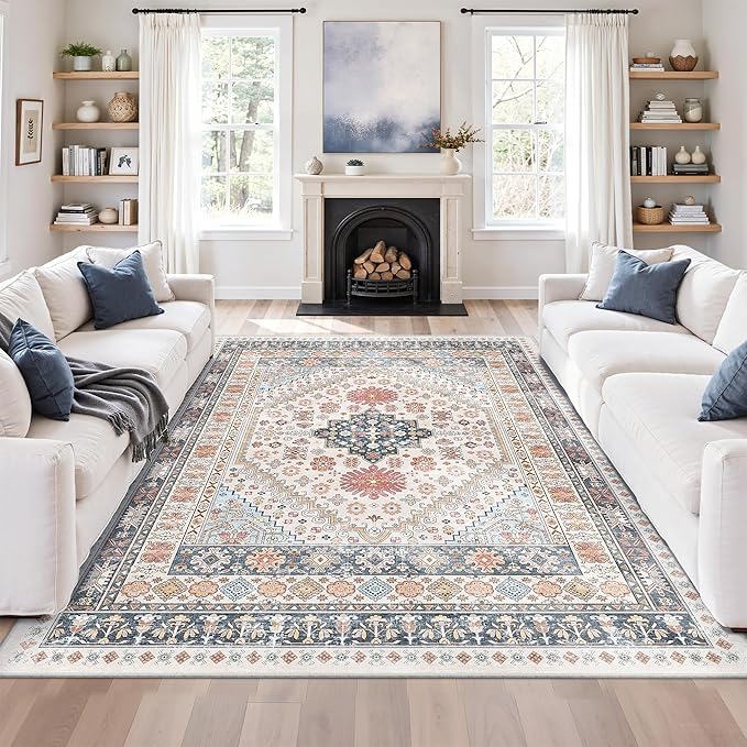 zesthome 7x9 Area Rugs for Living Room, Non-Slip Backing Washable Rugs by Zesthome