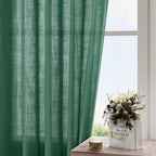 Dark Green Linen Curtains for Living Room 63 Inches Long 2 Panel Set Light - Image 4