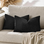 GIGIZAZA Black Velvet Pillow Covers 12x20, Decorative Lumbar Throw Pillows by GIGIZAZAFocusingonhomedecoration