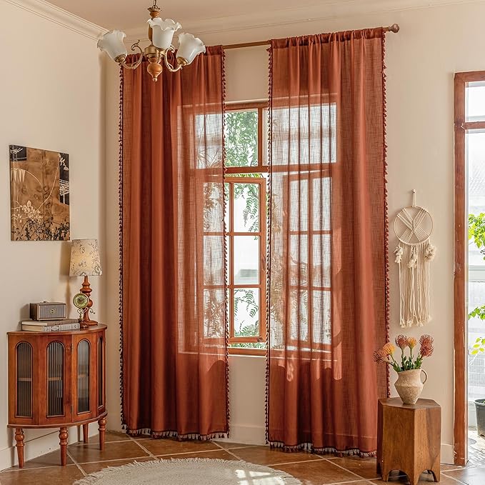 MYSKY HOME Boho Country Room Decor Long Curtains by MYSKYHOME