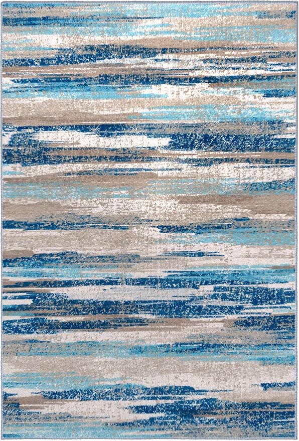 Lansny Modern Abstract 4x6 Living Room Washable Rug Non-Slip Soft Bedroom Area - Image 9