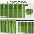 Lime Green Linen Curtains 84 Inches Long, Back Tab Light Filtering Semi Sheer - Image 3