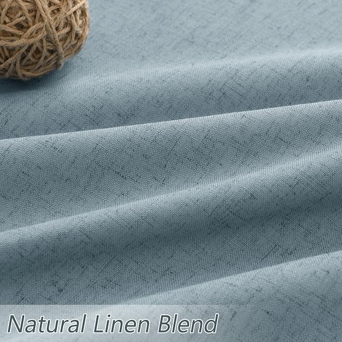Guken Blue 100% Blackout Linen Curtains 108 Inch Length 2 Panels Set - Image 6