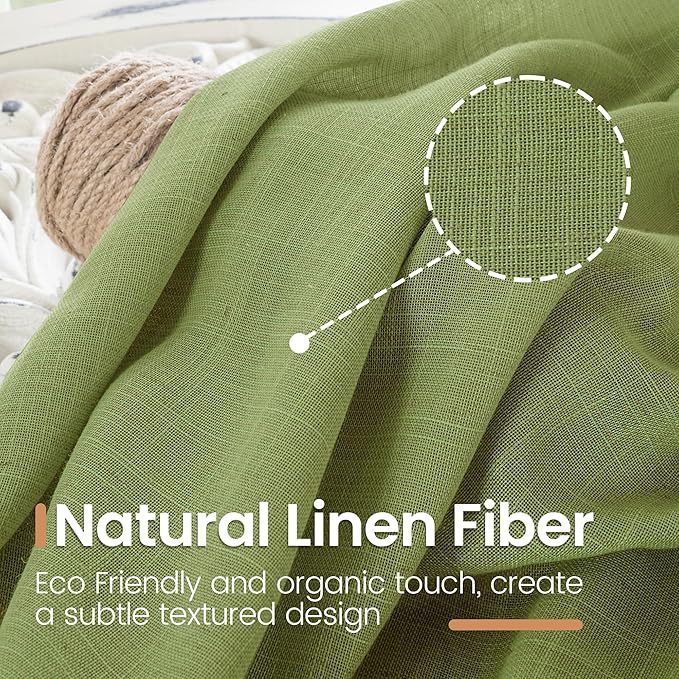 BGment Green Linen Curtains 45 Inch Length - Image 3