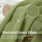 BGment 40 Inches Long Olive Green Linen Curtains - Image 3
