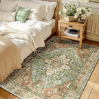 RELEANY Area Rugs 3'x5' Washable Non-Slip, Floral Vintage Distress Print by RELEANY