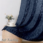 Lecloud Leia Navy Blue Sheer Curtains 84 Inches Long 2 Panels, Airy Leaf - Image 7
