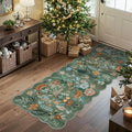 2x5 Washable Kitchen Area Rug: Floral Scalloped Entryway Runner Farmhouse by HYHAOYUNLAI