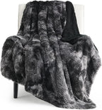 Bedsure GentleSoft Fuzzy Sherpa Faux Fur Twin Blanket Tie Dye Black Cozy Gifts by BEDSURE