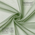 SimpleBrand Sage Short Sheer Drapes Half Window Curtains - Image 6