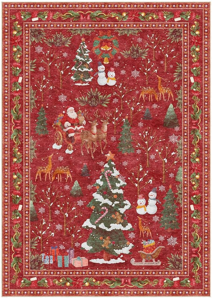 UERMEI Christmas Area Rug Living Room Rugs: 4x6 Neutral Modern Washable Festive - Image 6