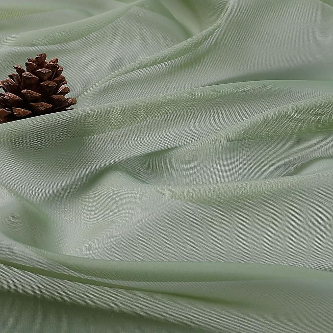 OWENIE Sheer Sage Green Curtains, Sheer Curtains 63 inch Length 2 Panels Set - Image 7