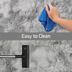 Super Soft Fluffy Living Room Area Rug 2x8 ft Tie-Dyed Light Grey Shaggy Furry - Image 7