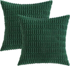 MIULEE Pack of 2 Dark Green Corduroy Decorative Euro Sham Pillow Covers 24x24 - Image 6