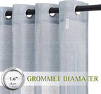 NICETOWN Linen Blend Semi Sheer Window Curtains W52 x L45, Sea Mist - Image 2