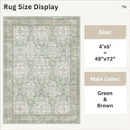 4x6 Area Rugs for Living Room, Vintage Washable Rugs for Dining Room, Home - Image 5
