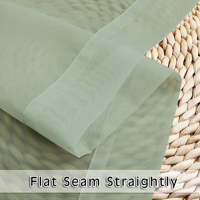 OVZME 2 Panels Window Sage Green Sheer Curtains 42" x 45" Inches - Image 5