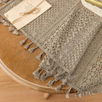 WAZZIO Boho Lace Curtains 63 Inches 2 Panel, Light Filtering Privacy Tassel & - Image 3