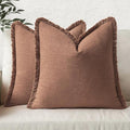 MIULEE Decorative Throw Pillow Covers Neutral Linen Fringe Throw Pillows Euro by MIULEE