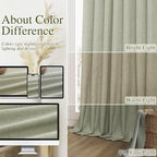 Sage Green 100% Blackout Linen Curtains 72 Inch Length 2 Panels Set - Image 7