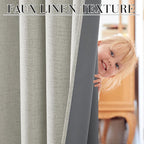 RYB HOME 100% Blackout Cream Curtains, Linen Texture Thermal Insulated Drapes - Image 7