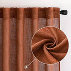 MIULEE Burnt Orange Linen Curtains 84 Inch Length - Image 2