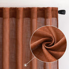 MIULEE Burnt Orange Linen Curtains 108 Inches Long - Image 2