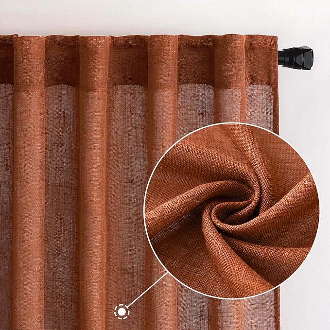 MIULEE Burnt Orange Curtains 72 Inch Length - Image 2