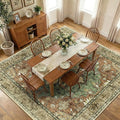 RELEANY Area Rugs Square 10ft Washable Non-Slip, Floral Vintage Distress Print by RELEANY