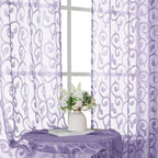 OWENIE Furman Light Purple Sheer Curtains 54 Inch Length 2 Panels Set - Image 6
