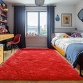 ONASAR Red Area Rugs for Bedroom Living Room, Fluffy 4x6 Indoor Bedside Floor by ONASAR
