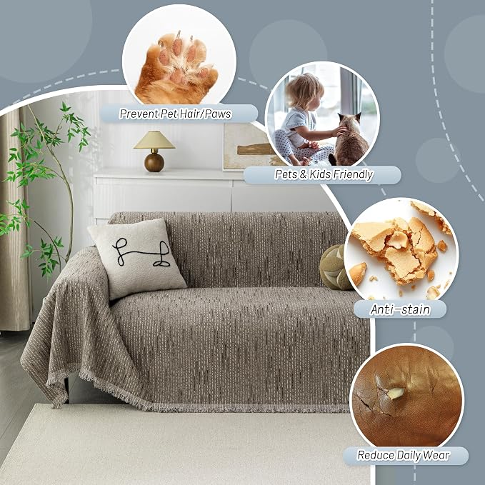 MYSKY HOME Couch Covers for 2 Cushion Couch Sectional Sofa, L Shape Sofa - Image 3