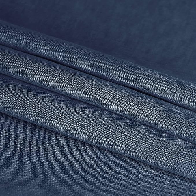 DWCN Navy Blue Sheer Curtains Semi Transparent Voile Rod Pocket Curtains - Image 4