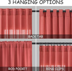 Nanspring Watermelon Red Curtains 108 Inches Long 2 Panels, Semi Sheer Back Tab - Image 3
