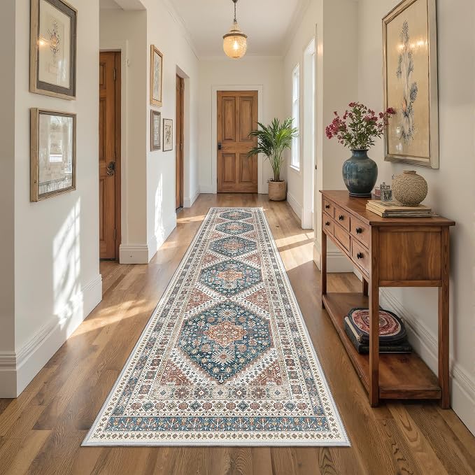 Carpet Runners for Hallway 12ft, Non-Slip Long Bathroom Rugs Runner for Kitchen by Restydon