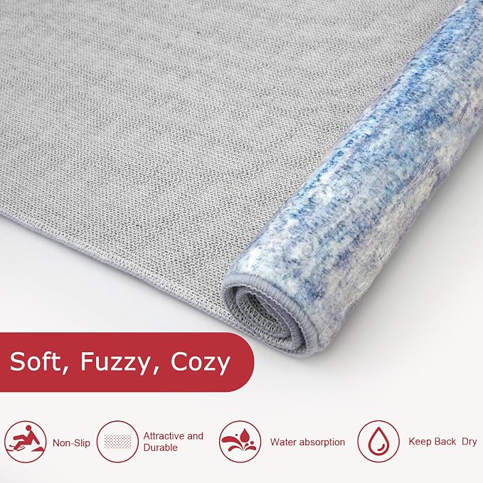 KOZYFLY Modern Abstract Washable Rug Runner 2.6x14 Hallway Rug Runner Non-Slip - Image 6