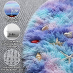 ONASAR Rainbow Round Area Rugs 6ft, Fluffy Soft Bedroom Circle Rug - Image 2