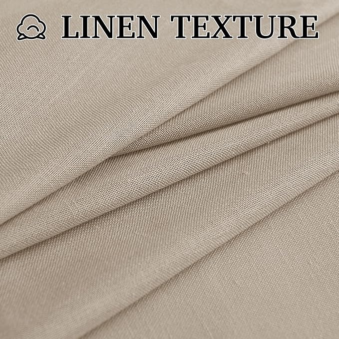 RYB HOME Semi Sheer Curtains 84 inches 2 Panels Set, Faux Linen Texture Light - Image 5