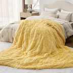 Bedsure GentleSoft Fluffy Yellow King Size Blanket - Image 6