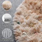 ONASAR Tie-Dye Beige Round Area Rugs 5ft, Soft Bedroom Circle Rug Floor Mats - Image 2